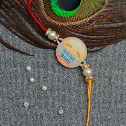 The Magic Wand Cute Mask Wala Bhai Printed Rakhi - White
