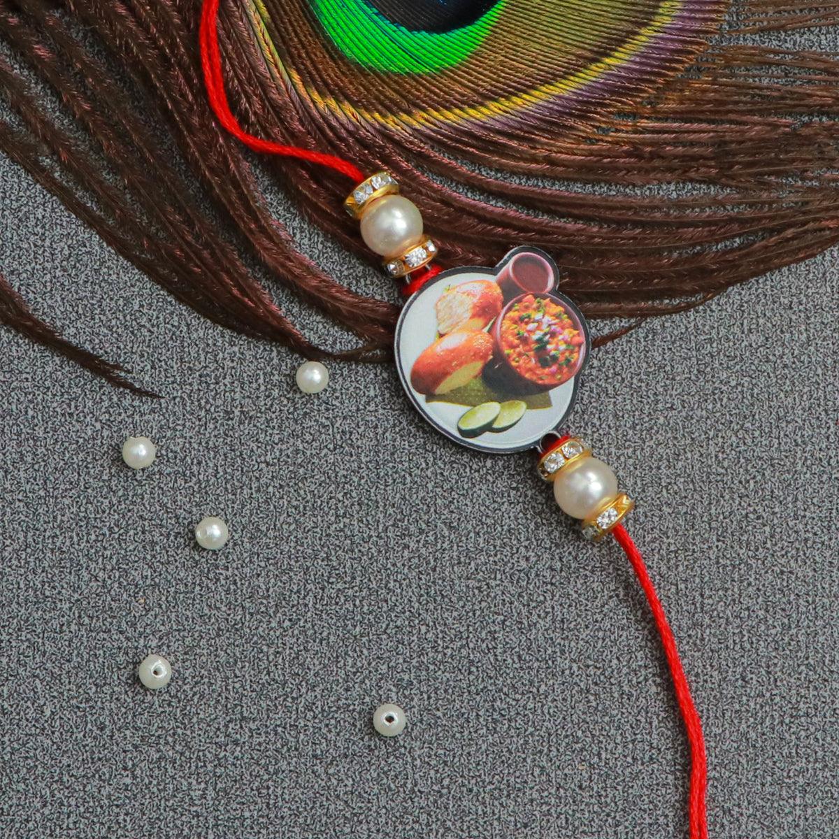 The Magic Wand Trendy Paav Bhaaji Printed Rakhi - Red