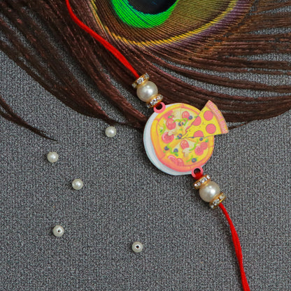 The Magic Wand Trendy Pizza Printed Rakhi - Red