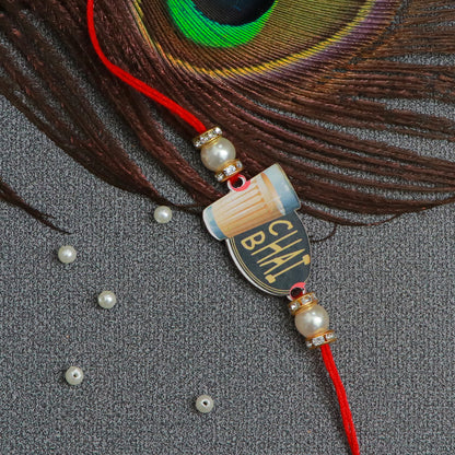 The Magic Wand Quirky Cutting Chai Bhai Wooden Rakhi - Multi Colour