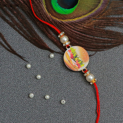 The Magic Wand Trendy Burger Printed Rakhi - Red