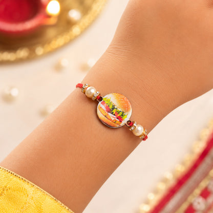 The Magic Wand Trendy Burger Printed Rakhi - Red