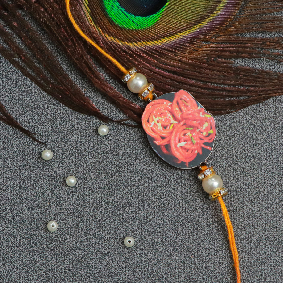 The Magic Wand Trendy Jalebi Printed Rakhi - Yellow