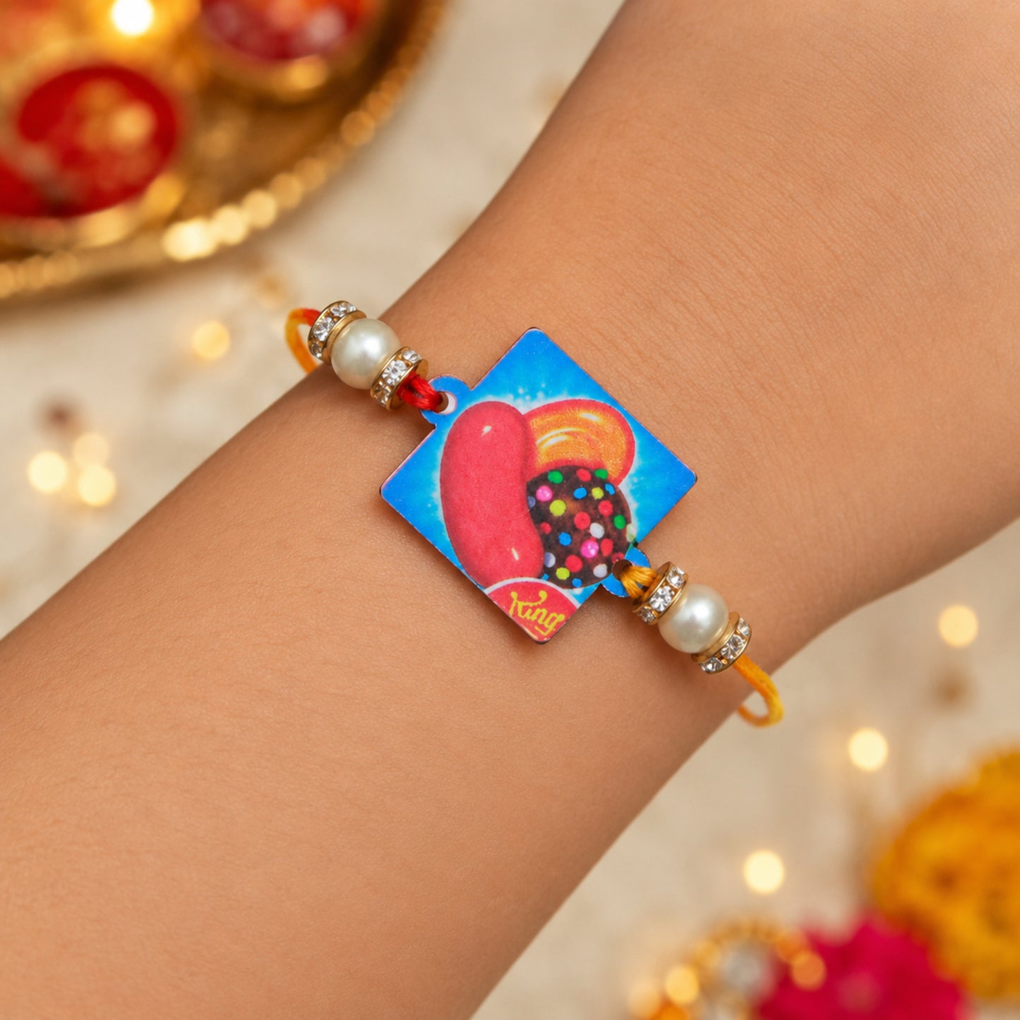 The Magic Wand Trendy Candy Crush Printed Rakhi - Red