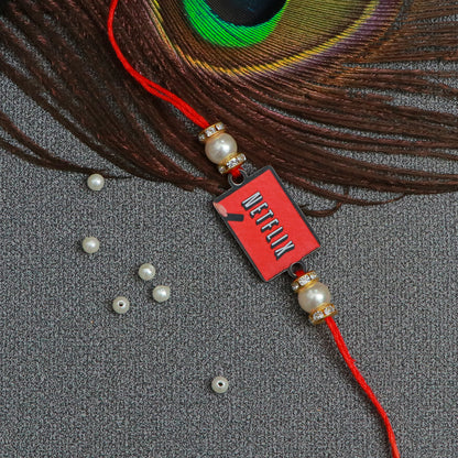 The Magic Wand Netflix Printed Wooden Rakhi - Red