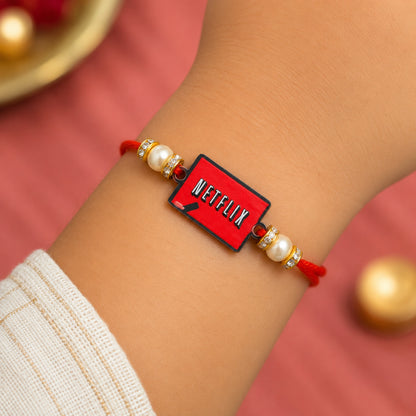 The Magic Wand Netflix Printed Wooden Rakhi - Red