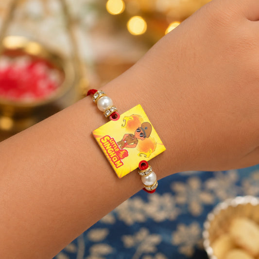 The Magic Wand Wooden Singham Rakhi -Yellow