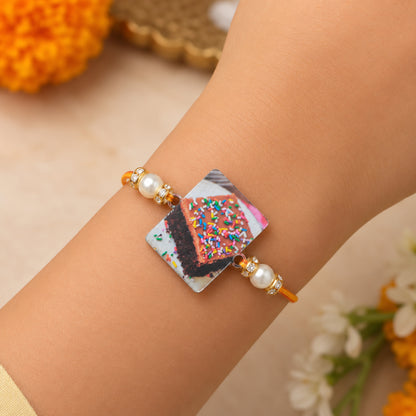 The Magic Wand Trendy Brownie Printed Rakhi - Yellow