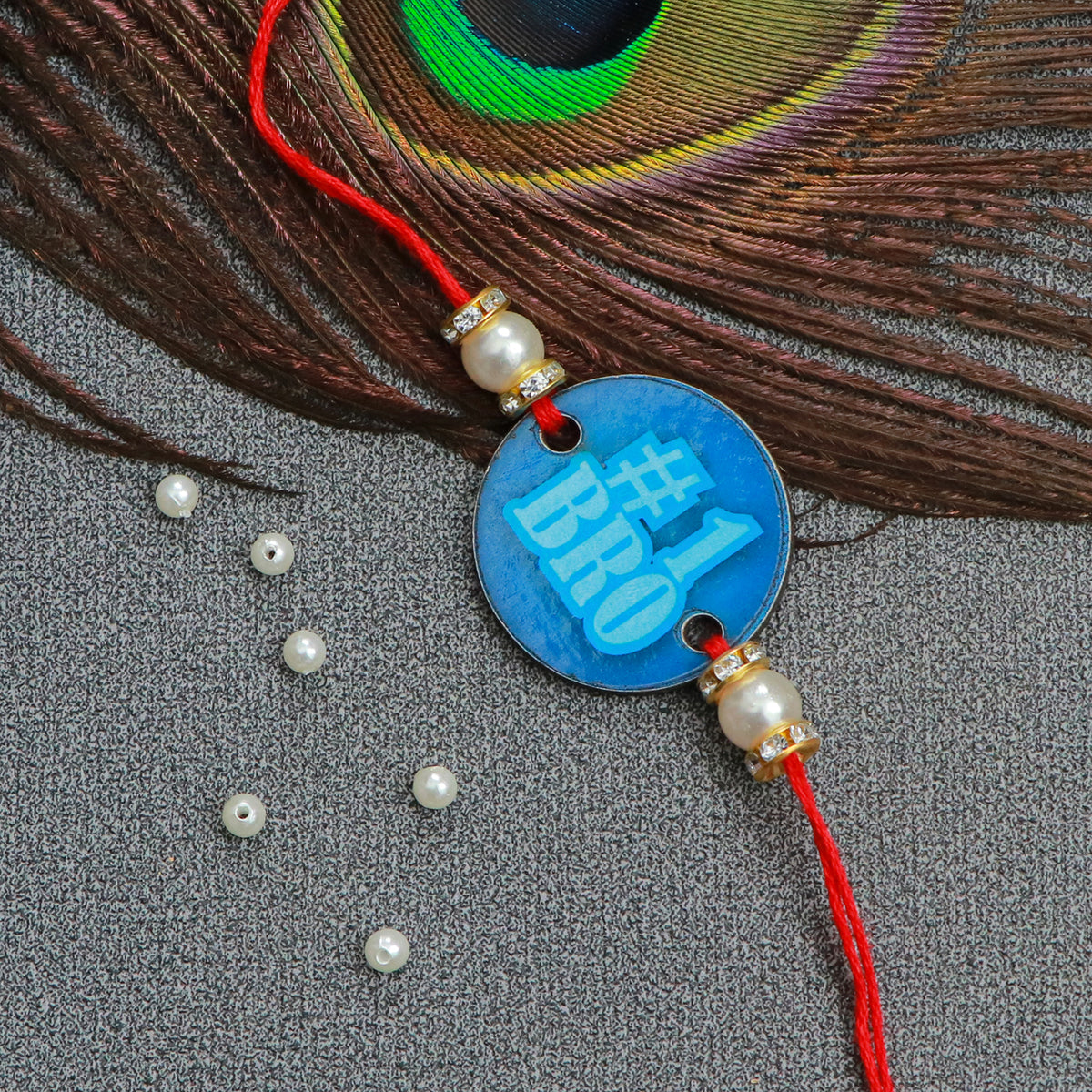 The Magic Wand Cute Bro No. 1 Wooden Rakhi - Blue