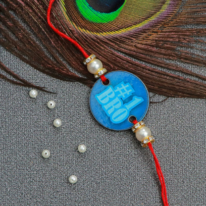 The Magic Wand Cute Bro No. 1 Wooden Rakhi - Blue