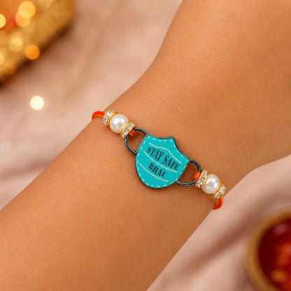 The Magic Wand Trendy Stay Safe Bhai Printed Rakhi - Blue