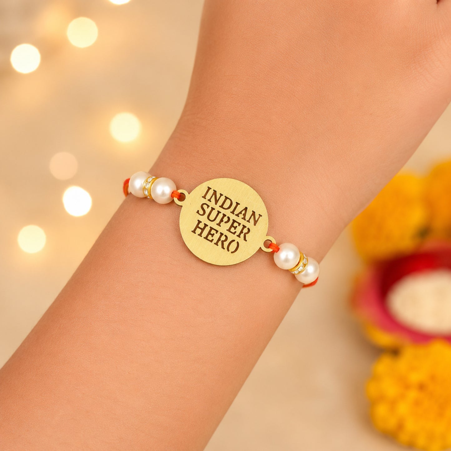The Magic Wand Indian Super Hero Lazer Cut Trendy Rakhi - Golden