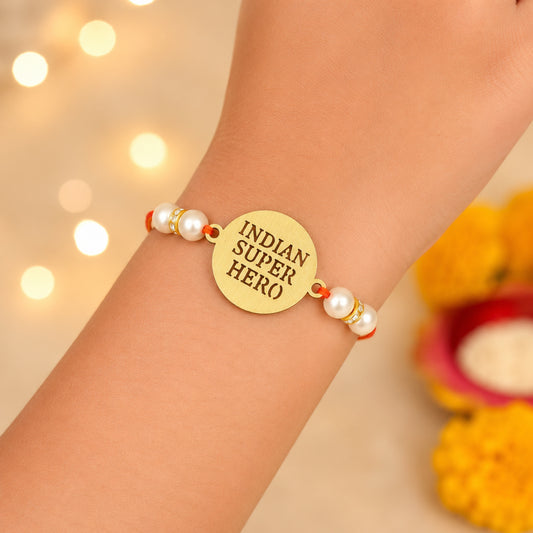 The Magic Wand Indian Super Hero Lazer Cut Trendy Rakhi - Golden