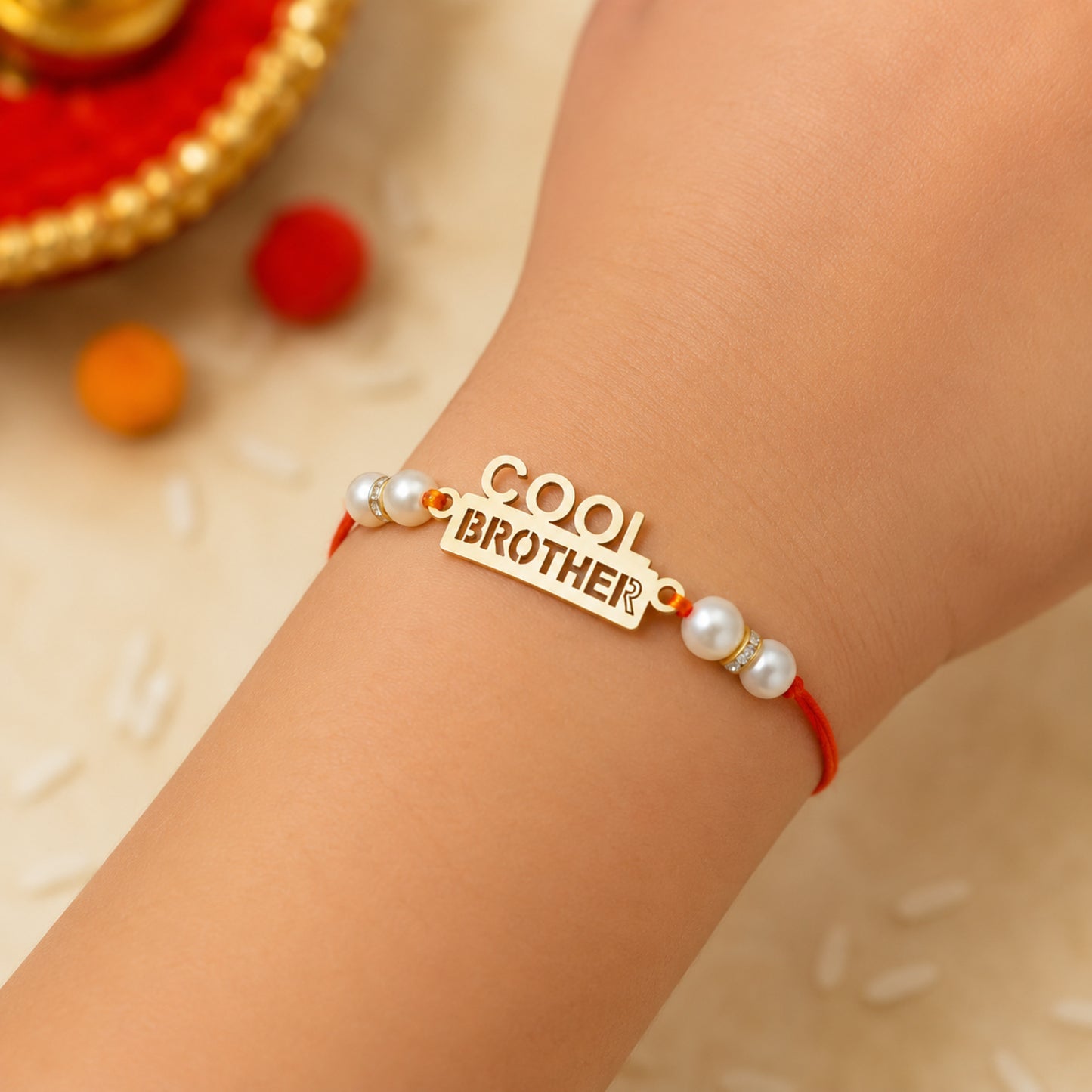 The Magic Wand Lazer Cut Lil Coll Brother Rakhi- Golden