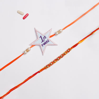 The Magic Wand Star Applique My First Rakhi -Blue