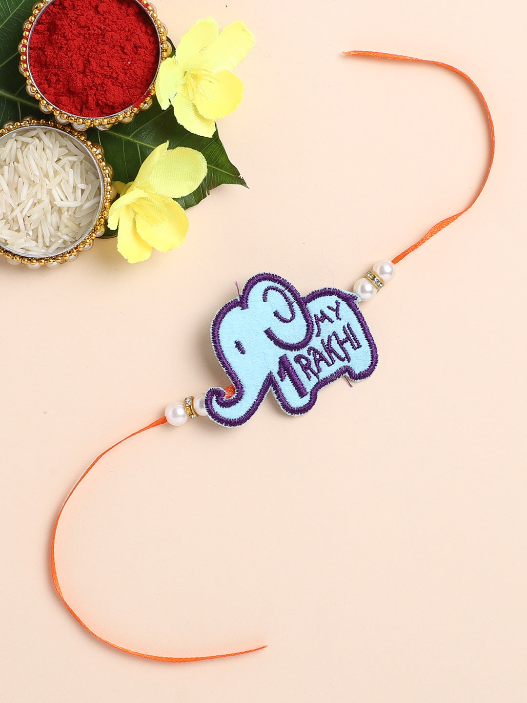 The Magic Wand Elephant Applique My First Rakhi - Blue