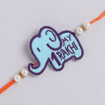 The Magic Wand Elephant Applique My First Rakhi - Blue