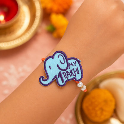 The Magic Wand Elephant Applique My First Rakhi - Blue