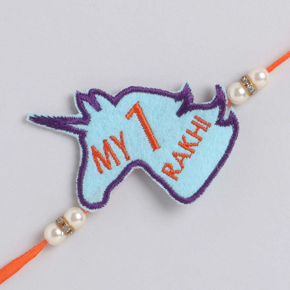 The Magic Wand Trendy Unicorn Applique My First Rakhi - Blue