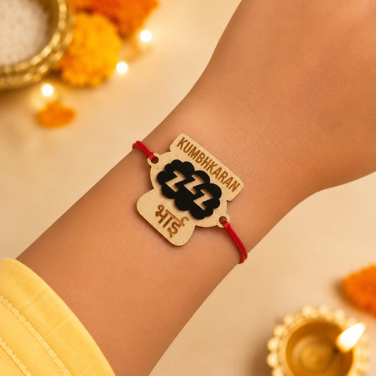 The Magic Wand Trendy Kumbhkaran Bhai Printed Rakhi - Cream