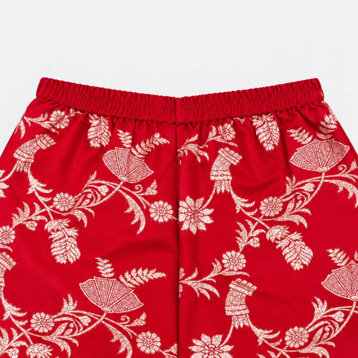 The Magic Wand Woven Jacquard One Shoulder Floral Zari Ruffle Detailed Top And Palazzo Set-Red
