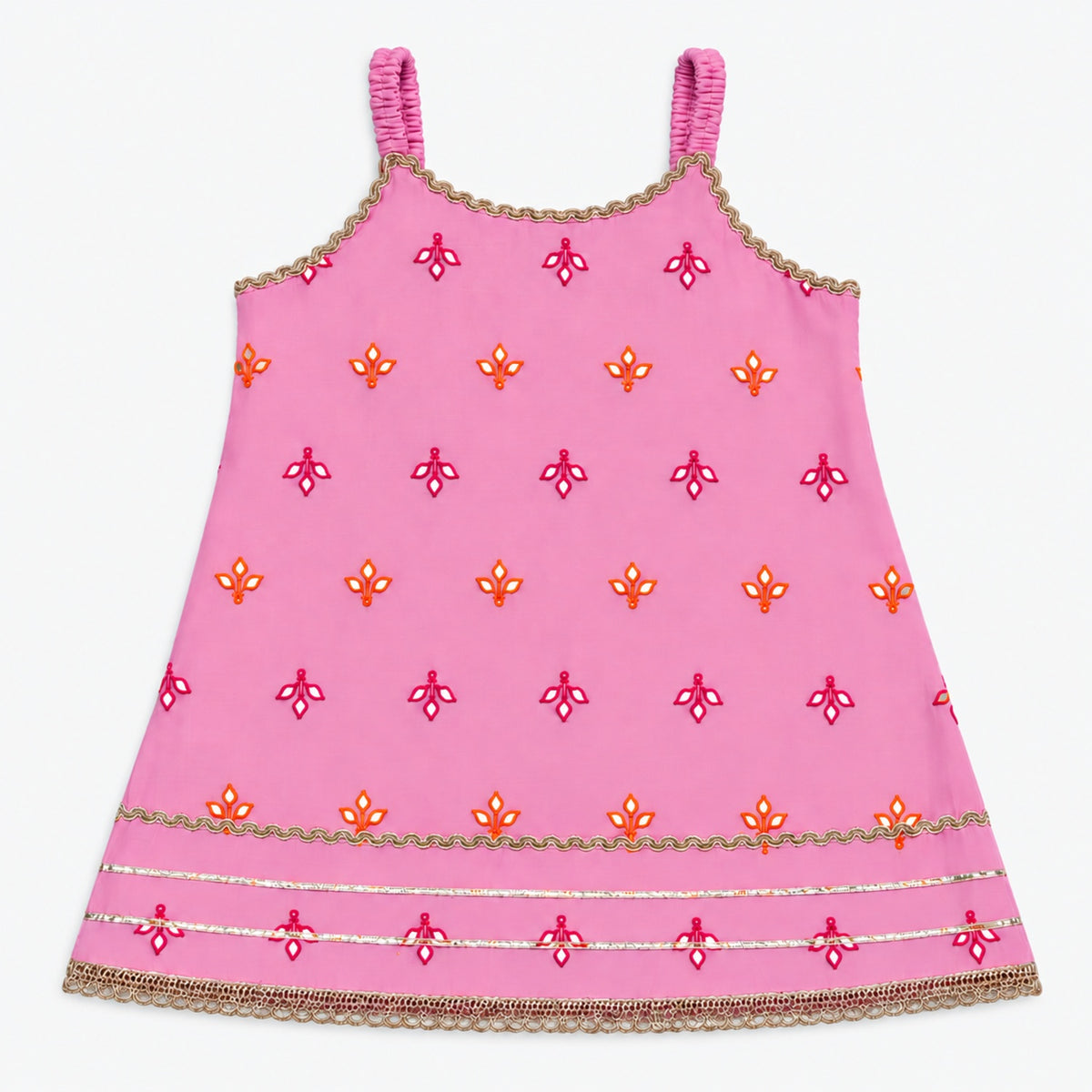 The Magic Wand Woven Chanderi Sleeveless Zari Butti Kurti And Sharara Set With Dupatta-Pink