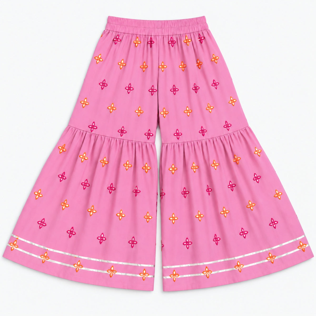 The Magic Wand Woven Chanderi Sleeveless Zari Butti Kurti And Sharara Set With Dupatta-Pink