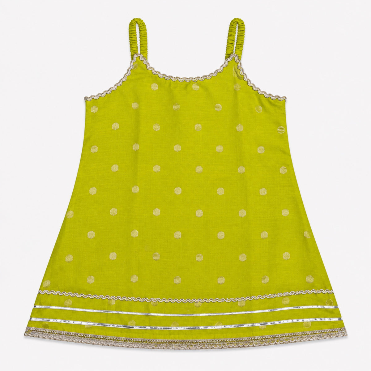 The Magic Wand Woven Chanderi Sleeveless Zari Butti Kurti And Sharara Set With Dupatta-Green
