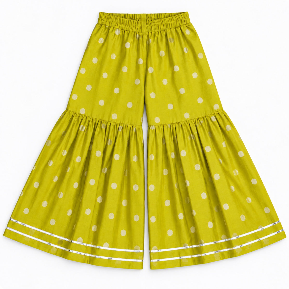 The Magic Wand Woven Chanderi Sleeveless Zari Butti Kurti And Sharara Set With Dupatta-Green