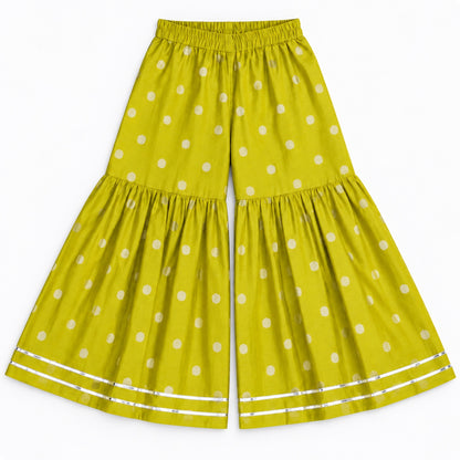 The Magic Wand Woven Chanderi Sleeveless Zari Butti Kurti And Sharara Set With Dupatta-Green