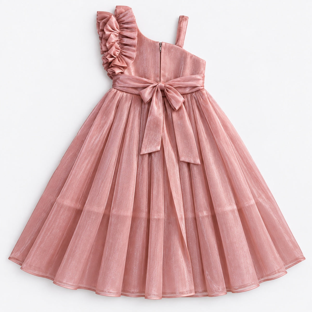 The Magic Wand Woven Sleeveless Statement Floral Flared Party Gown - Pink