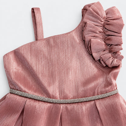 The Magic Wand Woven Sleeveless Statement Floral Flared Party Gown - Pink