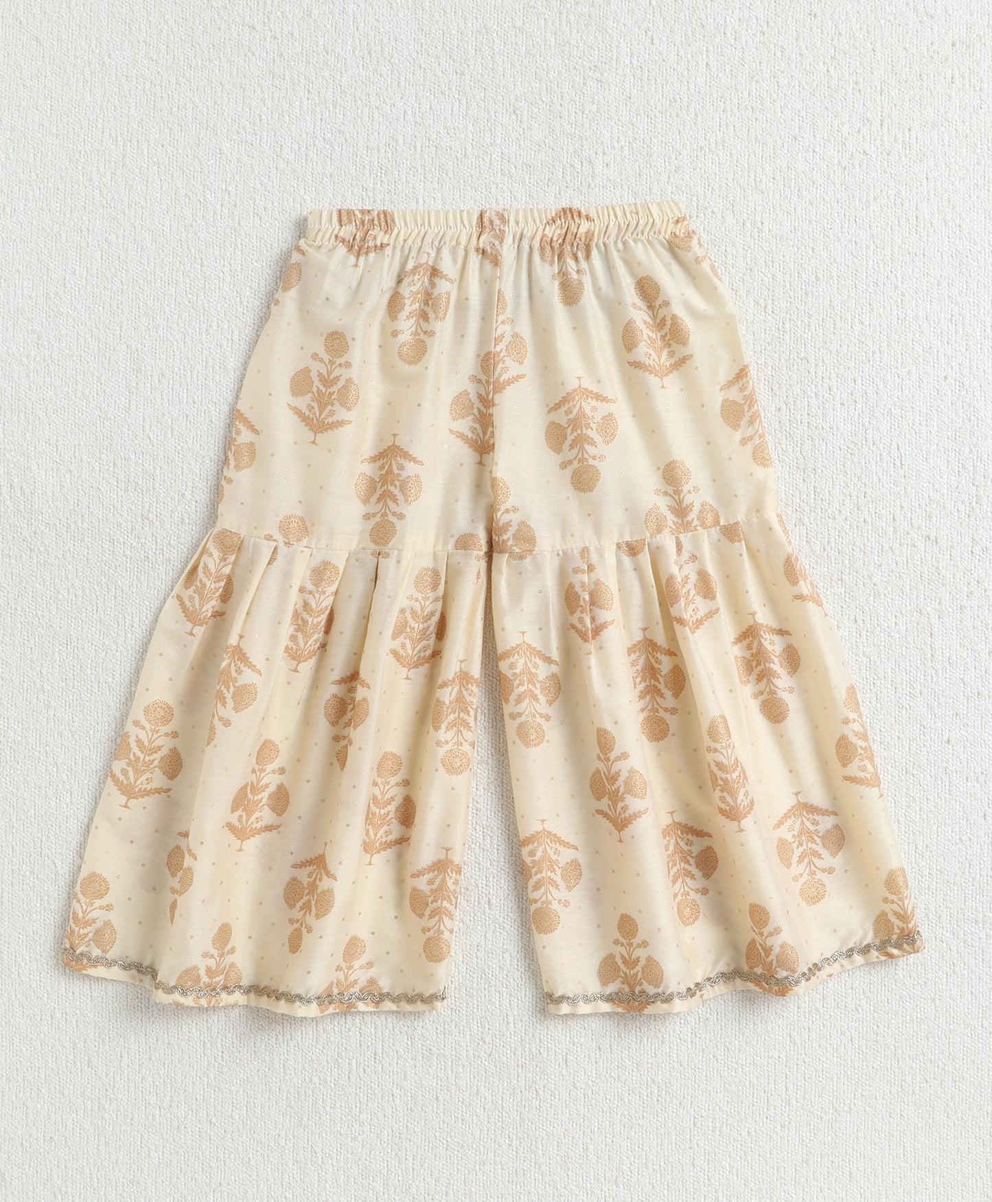 The Magic Wand Woven Strappy Foil Butta Printed And Laced Kurti And Sharara Set With Dupatta - Off White