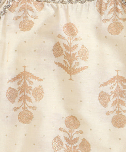 The Magic Wand Woven Strappy Foil Butta Printed And Laced Kurti And Sharara Set With Dupatta - Off White