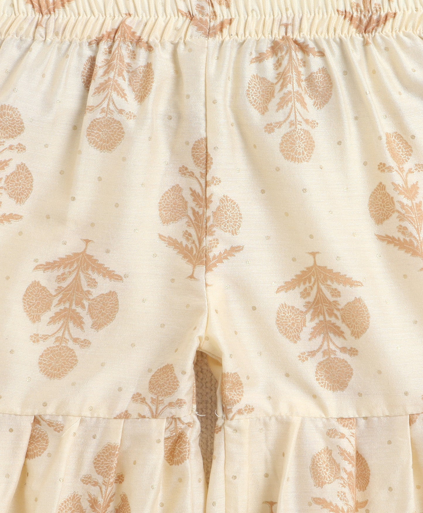 The Magic Wand Woven Strappy Foil Butta Printed And Laced Kurti And Sharara Set With Dupatta - Off White