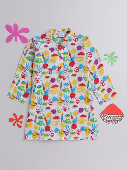 The Magic Wand Full Sleeves Vibrant Colours Holi Edition Kurta - Multi Colour