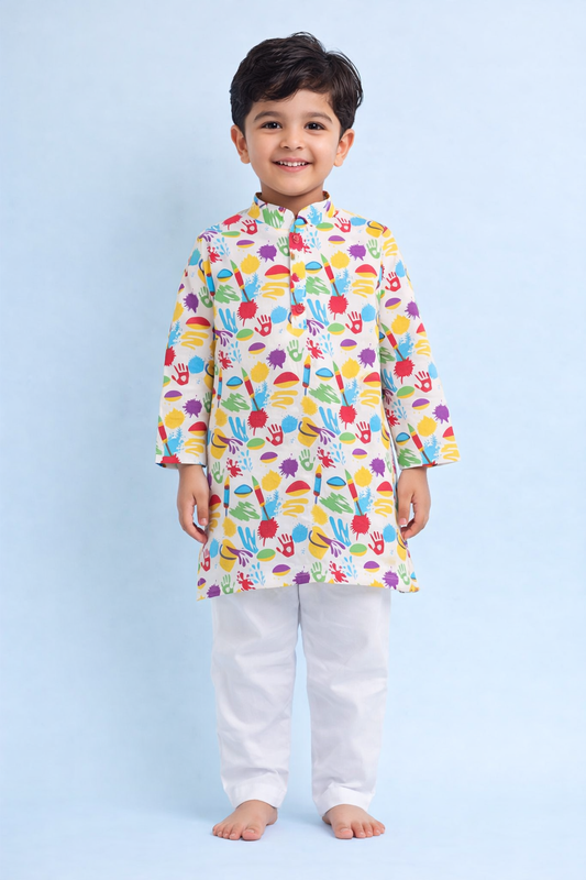 The Magic Wand Full Sleeves Vibrant Colours Holi Edition Kurta - Multi Colour