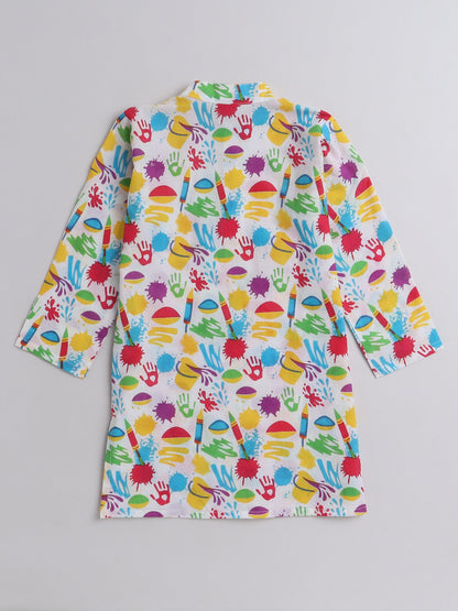 The Magic Wand Full Sleeves Vibrant Colours Holi Edition Kurta - Multi Colour