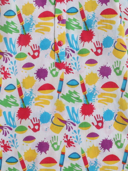 The Magic Wand Full Sleeves Vibrant Colours Holi Edition Kurta - Multi Colour