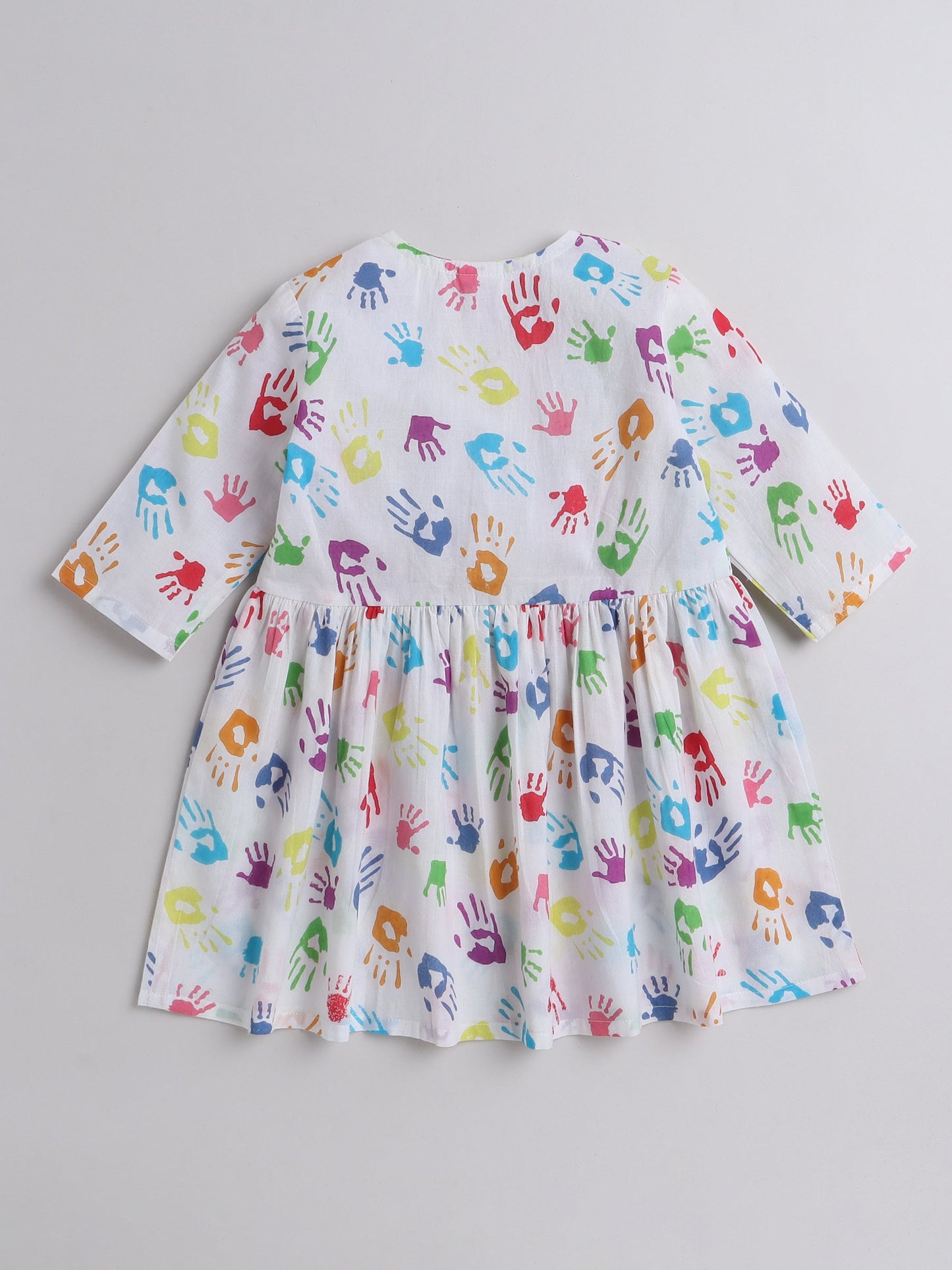 The Magic Wand 3/4th Sleeves Hand Print Holi Edition Top - Multi Colour