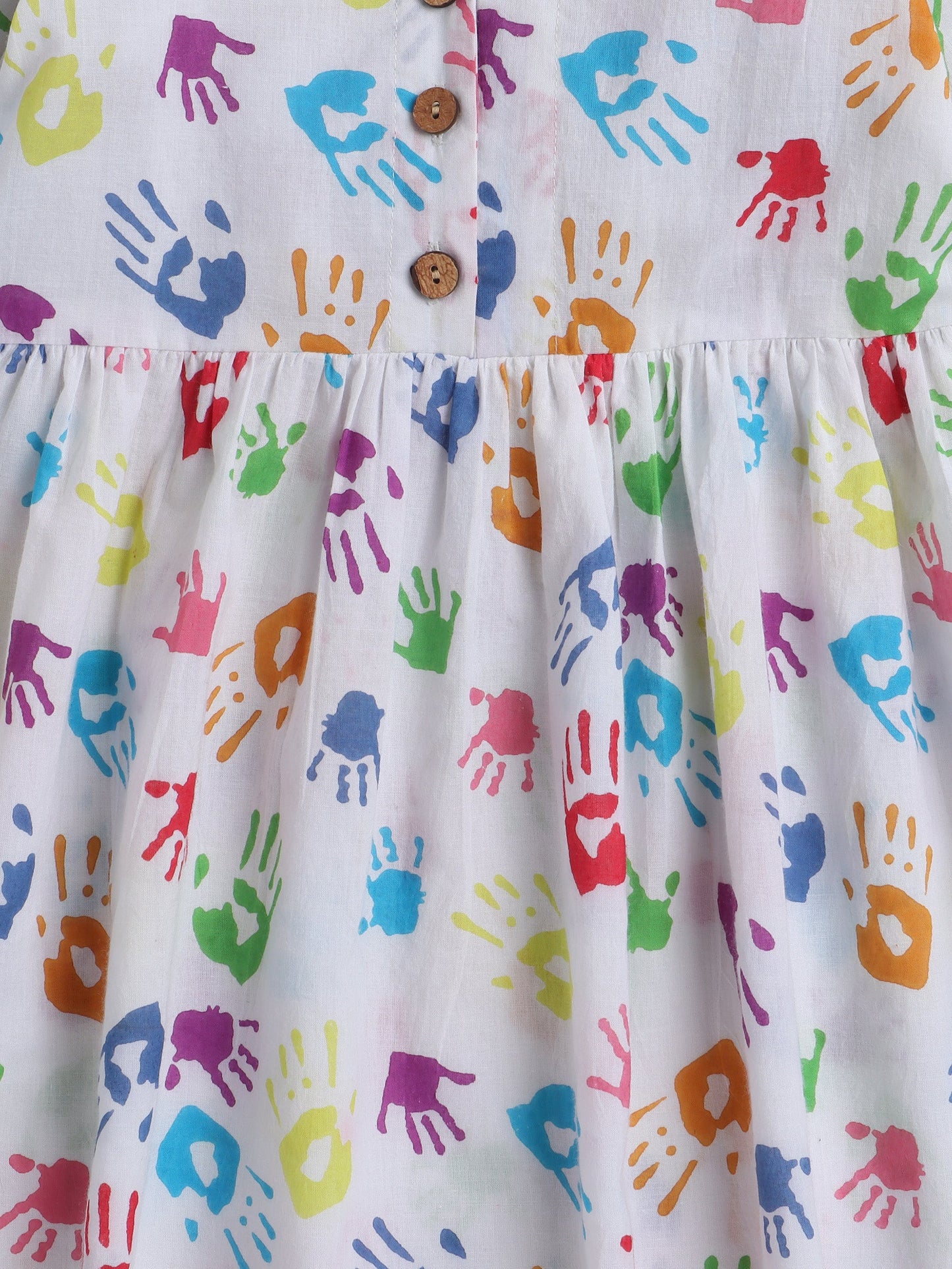 The Magic Wand 3/4th Sleeves Hand Print Holi Edition Top - Multi Colour