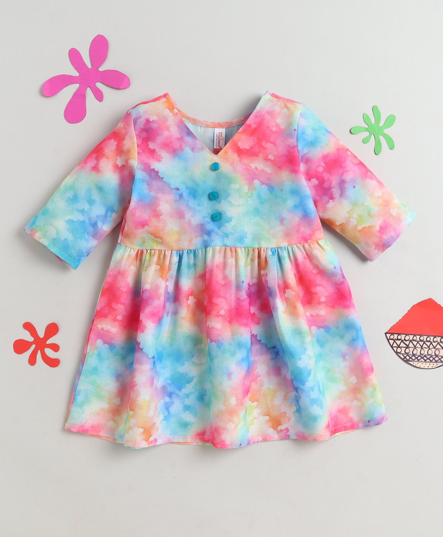 The Magic Wand 3/4th Sleeves Holi Edition Top - Multi Colour