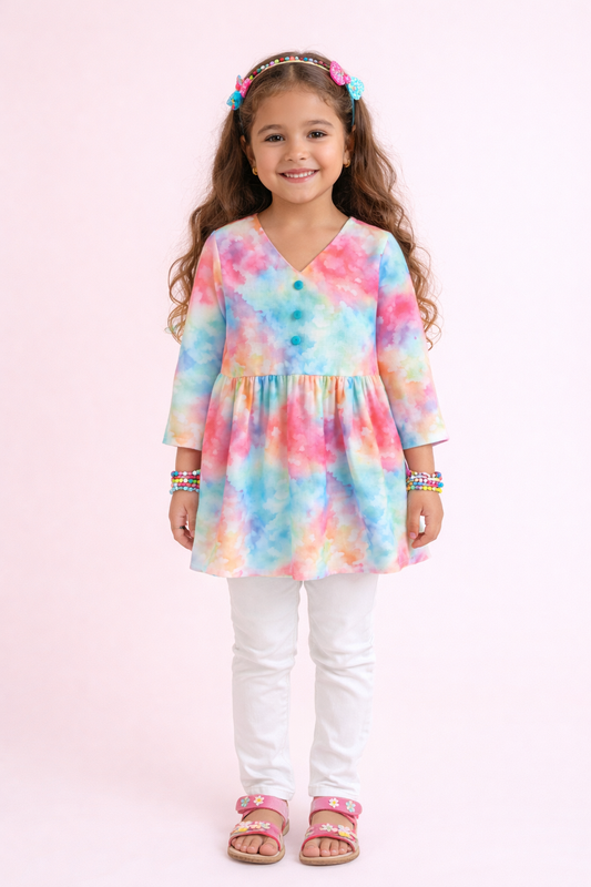 The Magic Wand 3/4th Sleeves Holi Edition Top - Multi Colour