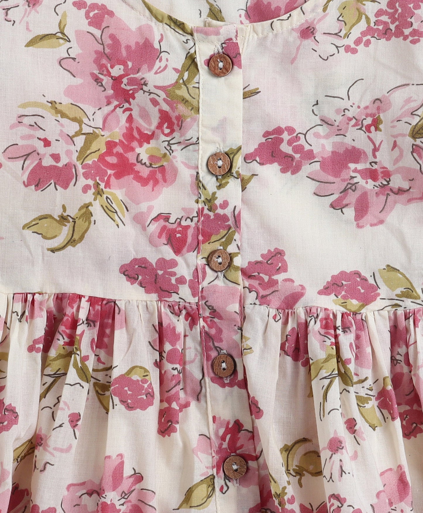 Cotton Woven Three Fourth Sleeves Floral Printed Top and Plazzo Set- Off White