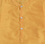 Mandarin Collar Full Sleeves Lace Embelished Kurta For Boys-Mustard