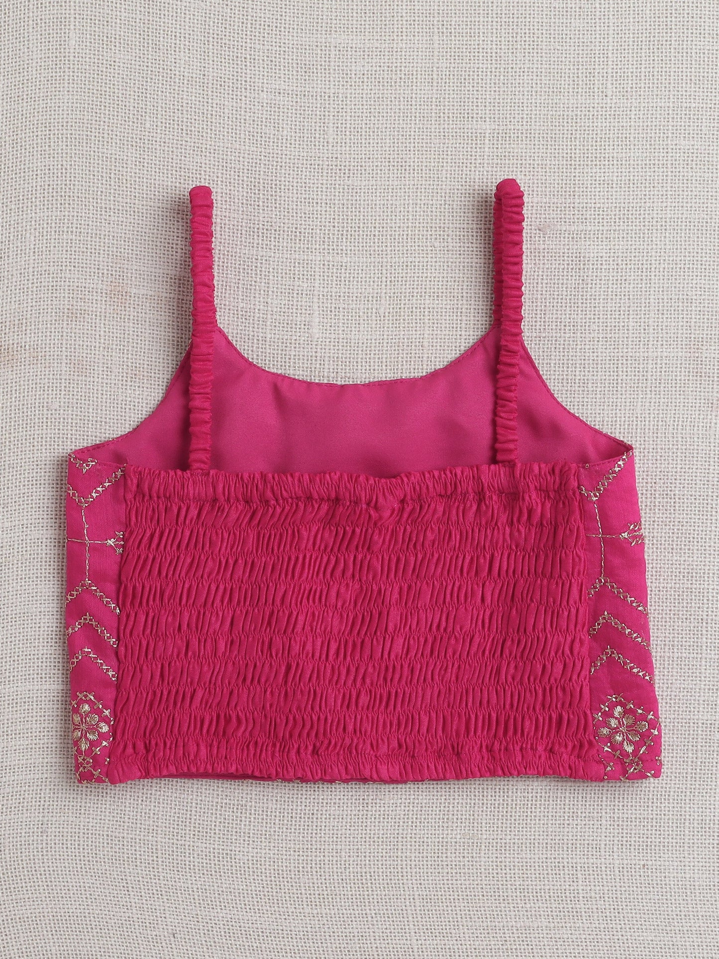 The Magic Wand Half Sleeves Foil Print Kurta With Jacket And Pant Set  Fuchsia