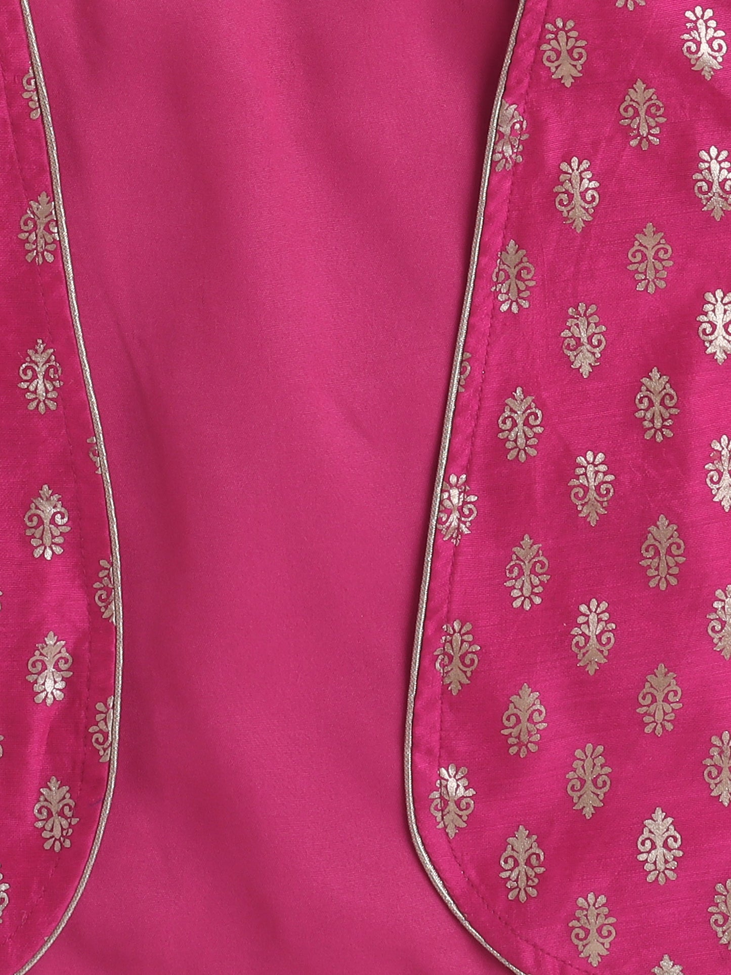 The Magic Wand Half Sleeves Foil Print Kurta With Jacket And Pant Set  Fuchsia