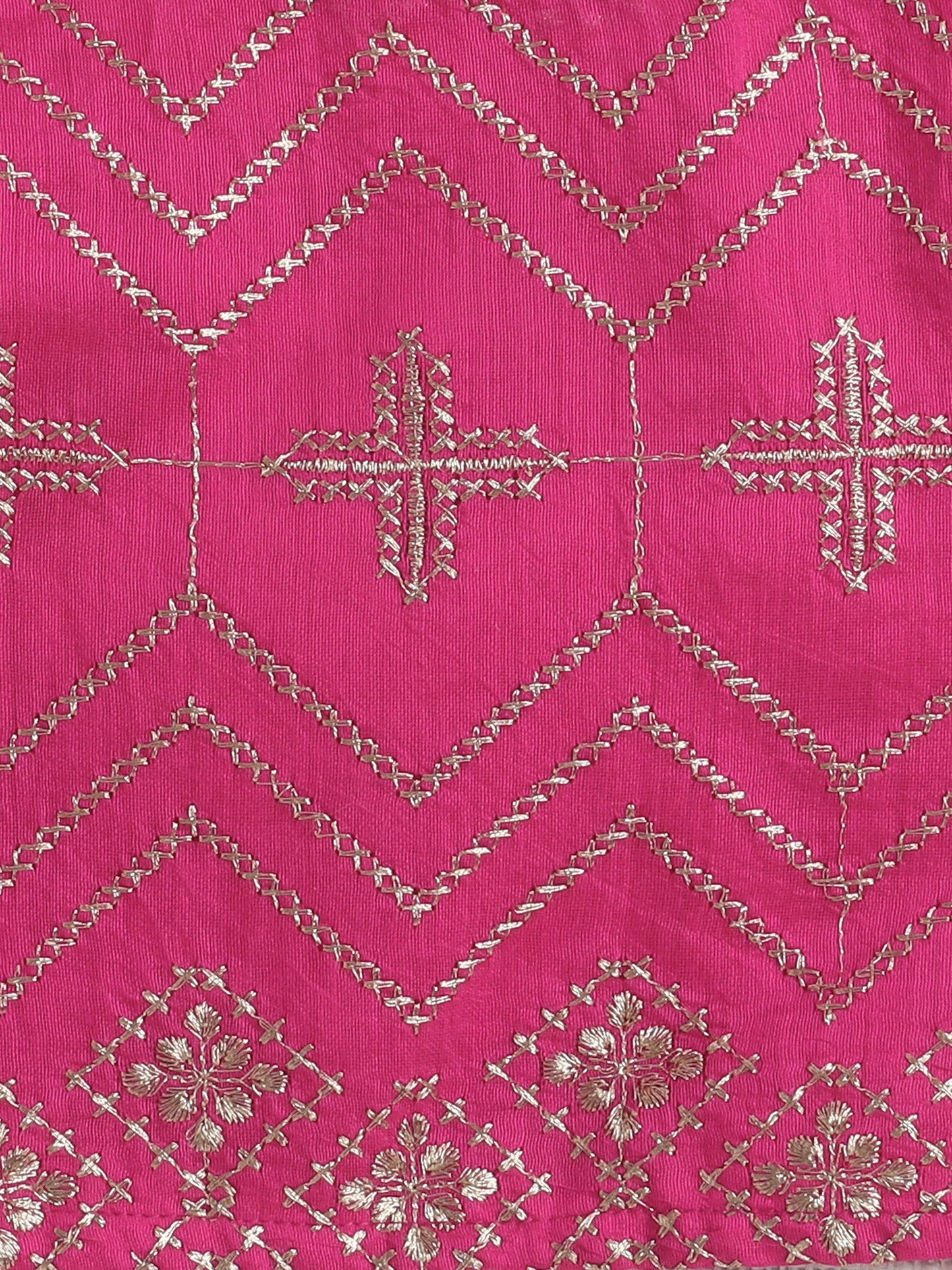 The Magic Wand Half Sleeves Foil Print Kurta With Jacket And Pant Set  Fuchsia