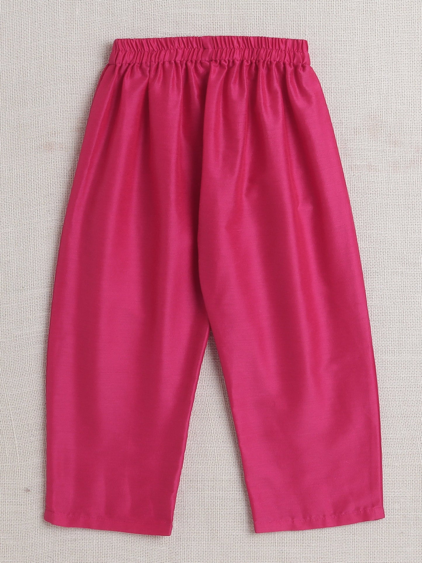The Magic Wand Half Sleeves Foil Print Kurta With Jacket And Pant Set  Fuchsia