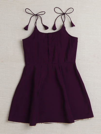Sleeveless Embellished Kurta Set- Purple
